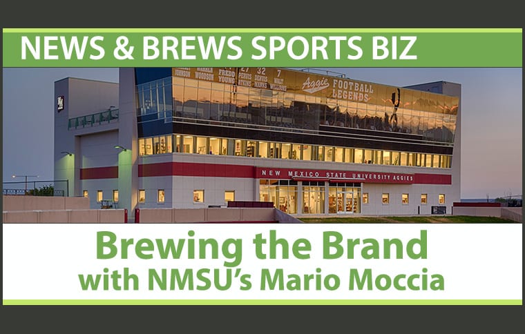 News & Brews Graphic with the NMSU football stadium featured and the text 