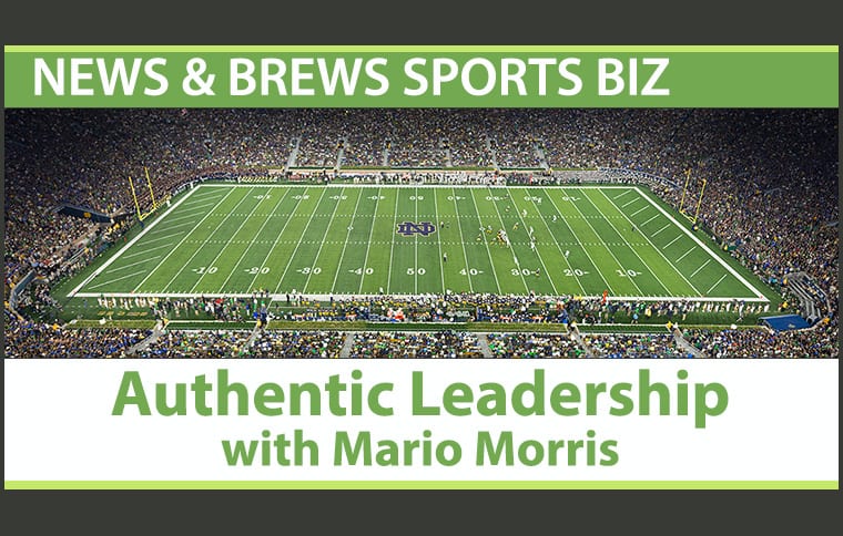 News and Brews graphic featuring the Notre Dame football field with the text 