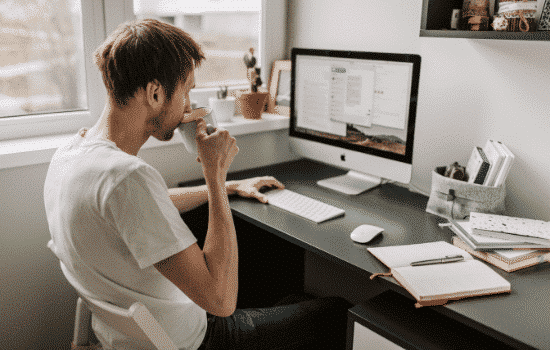 Teleworking office space at an individual's home.