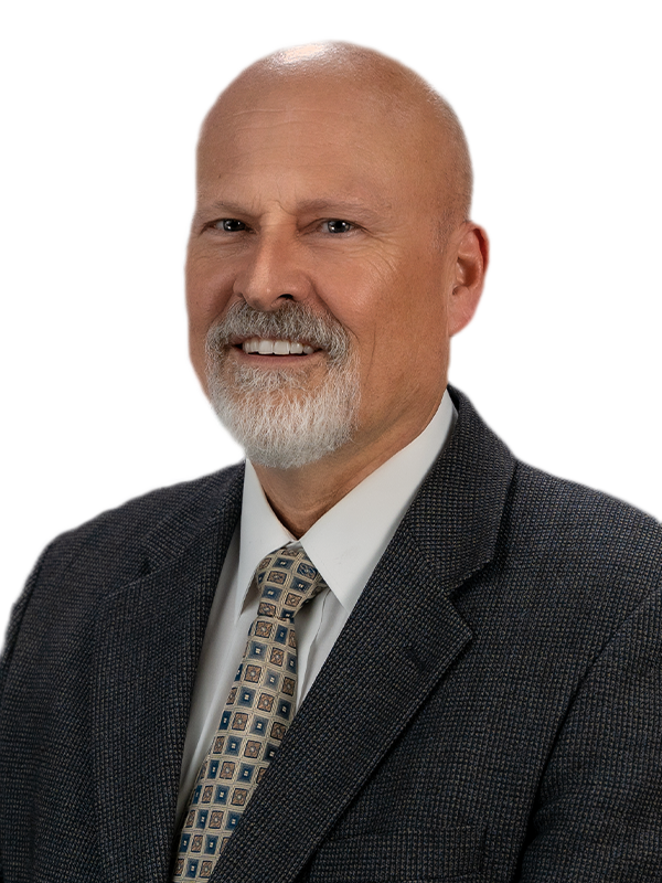 Chuck Westfall headshot in Blue to green Gradient