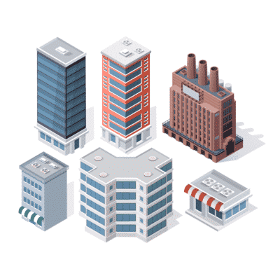 6 business towers in graphical form.