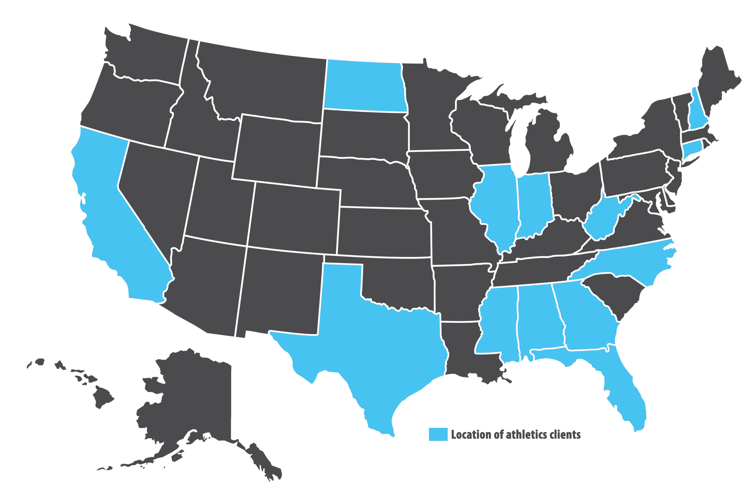 USA MAP - Athletics with Key