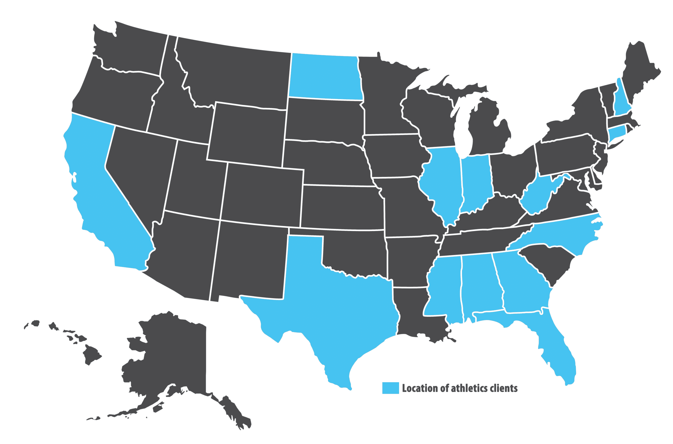 USA MAP - Athletics with Key (2021)