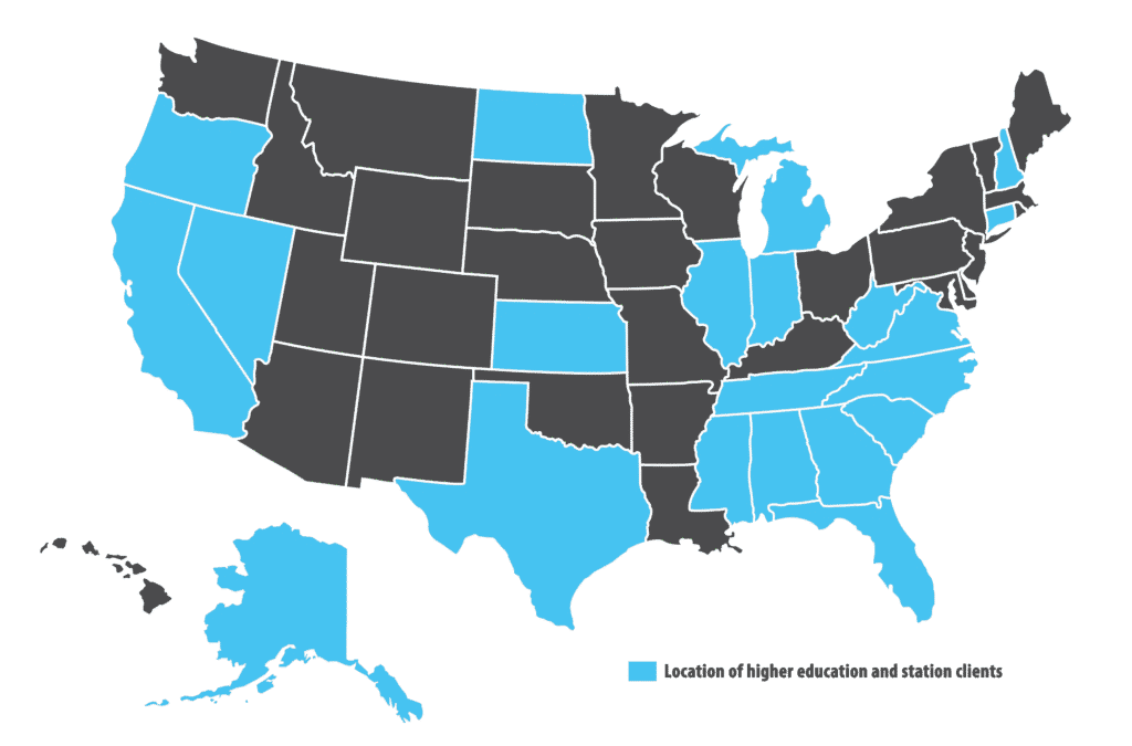 USA Map with states highlighted in blue
