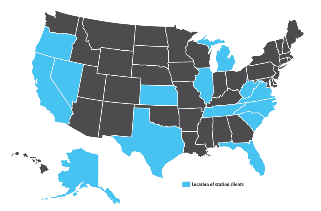 USA MAP Stations with Key