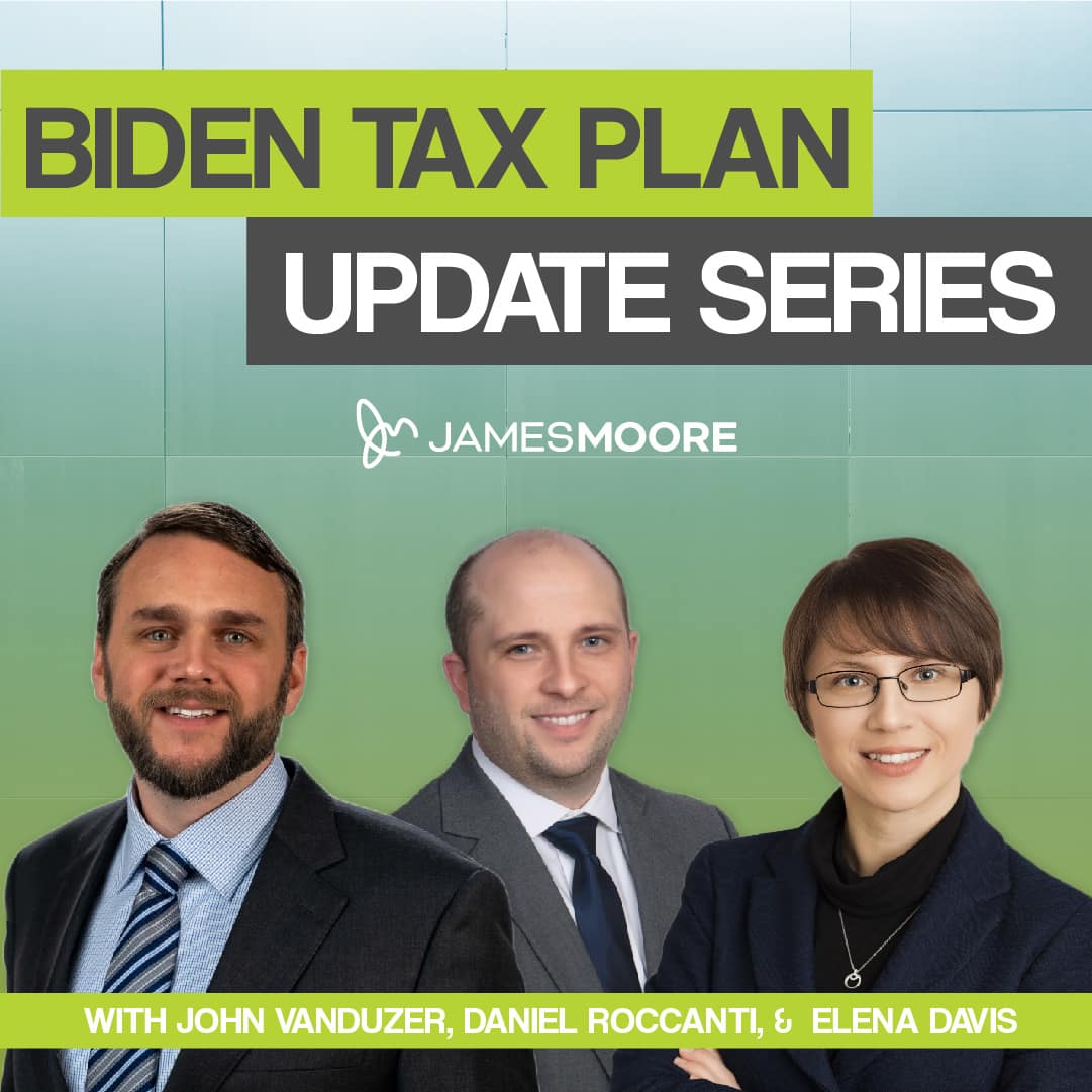 BidenTax-Rebrand_Square 1080x1080 headshots of two men and one woman on a gradient background with our logo