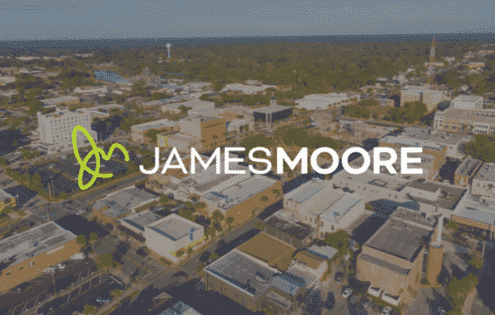 Ocala aerial photo with the James Moore logo placed on top, centered.