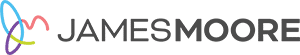 A multi-colored James Moore logo in one line left to right.