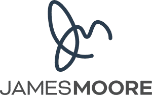 An all-black version of the James Moore logo