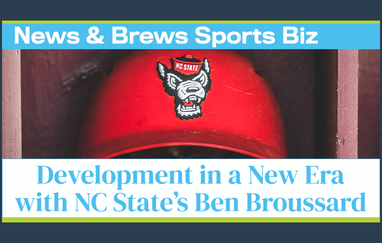 News and Brews ad featuring a NC State softball helmet and the text 