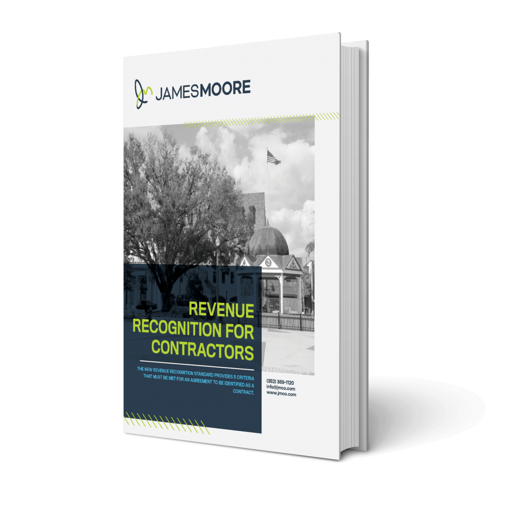 The whitepaper cover book for the "Revenue Recognition for Contractors" edition.