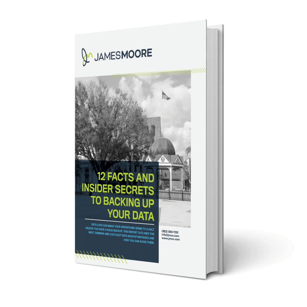 The whitepaper cover book for the "12 facts and insider secrets to backing up your data" edition.