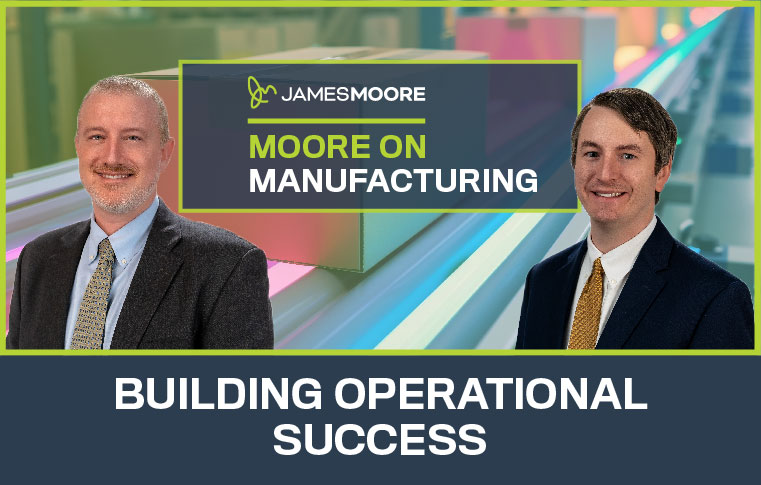 Headshot photos of Mike SIbley and Kevin Golden with a manufacturing plant operating in the background.. The caption says, "Building Operational success.