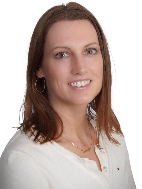 Professional headshot of Gemma Wallace with blue to green gradient overlay.