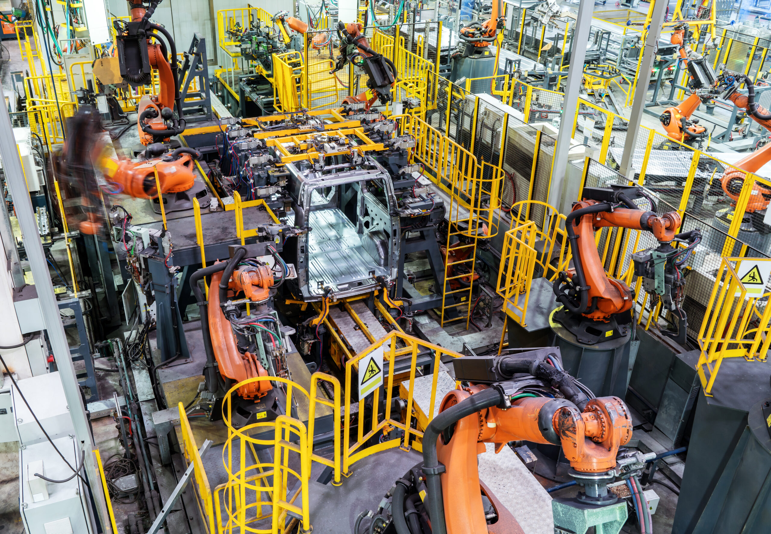 Modern car production line, is working in the robot