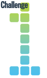Challenge-1 Text image that states "Challenge 1". "Challenge" is in purple coloring while the "1" is in green to sky blue gradient top to bottom.