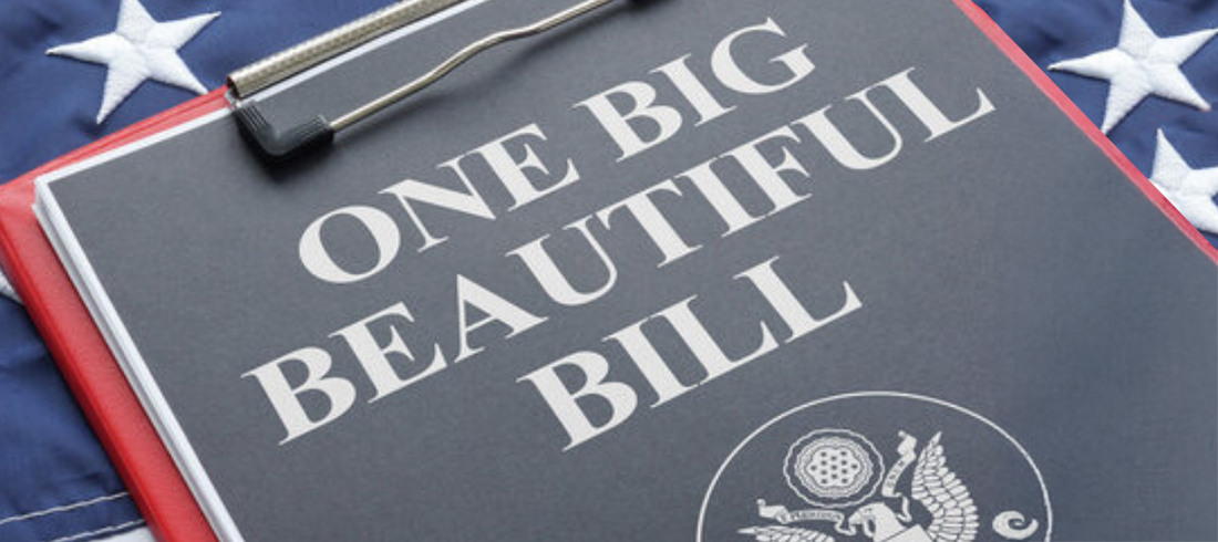OBBBA Placeholder A clipboard labeled "One Big Beautiful Bill" rests on an American flag, symbolizing recent U.S. legislation and its potential impact on nonprofit organizations in web log form.