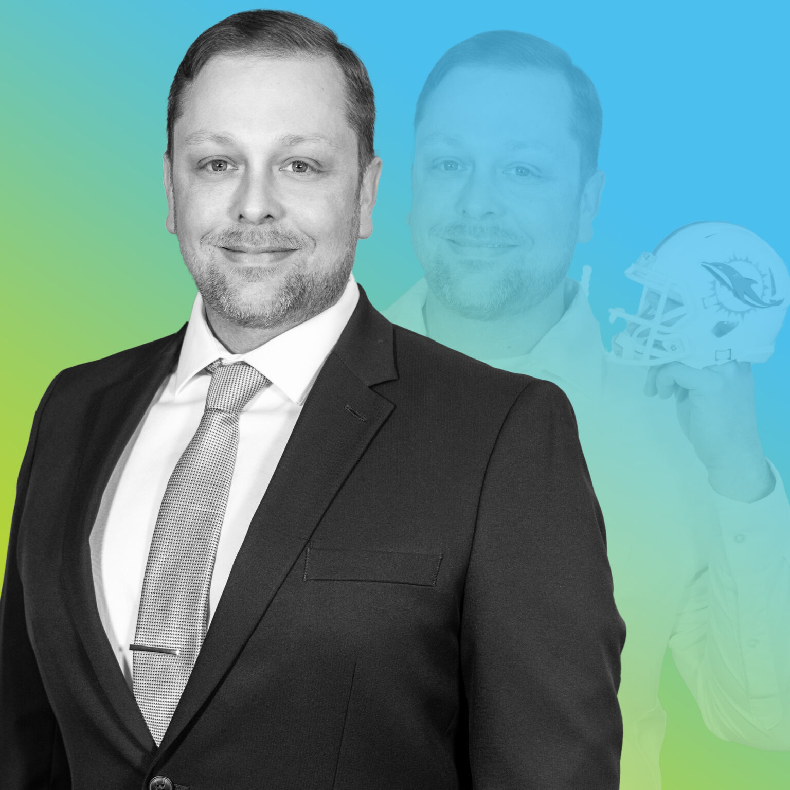 Craig Pegler's headshot on a blue-green gradient background with shadow