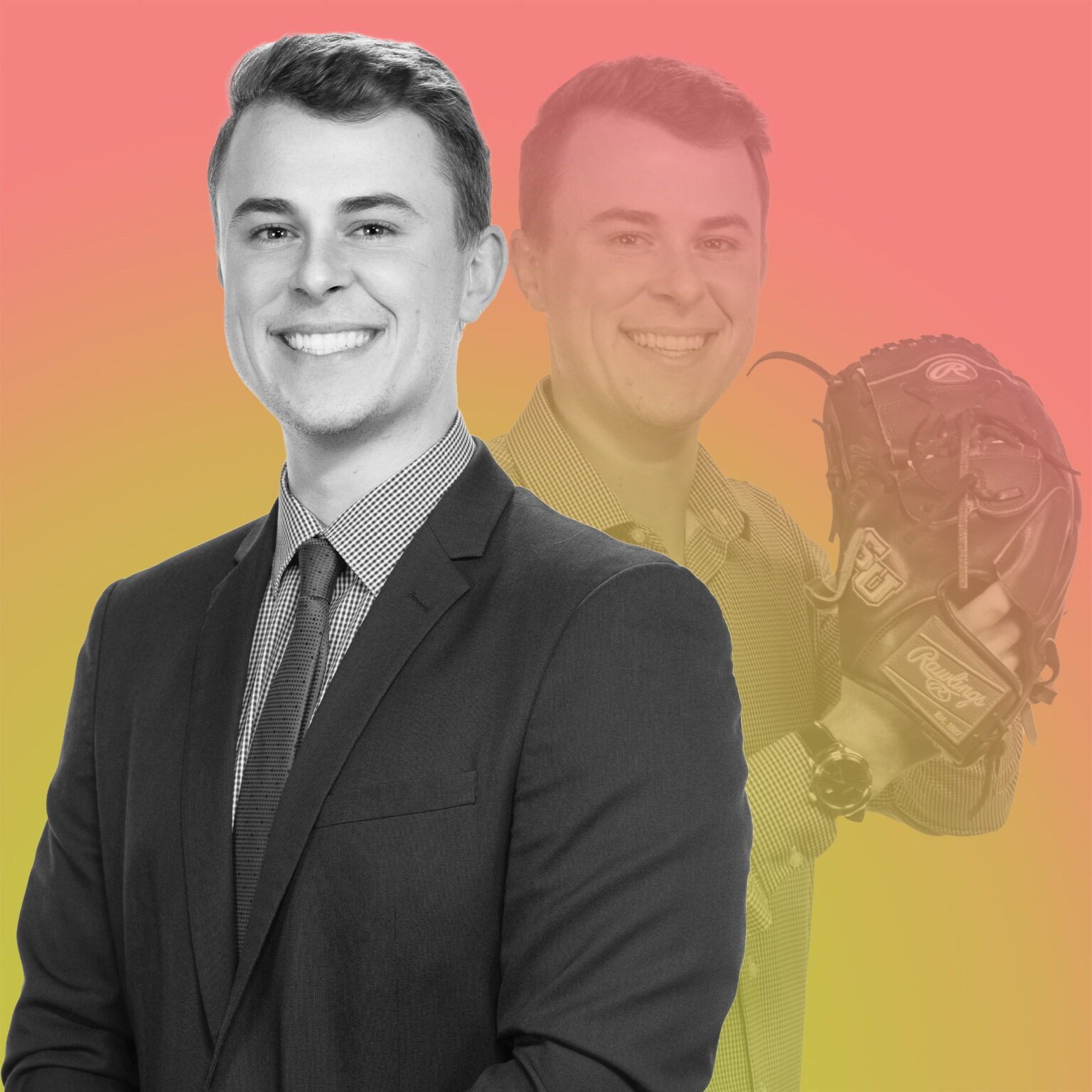 Erik Wiebke portrait with shadow and pink gradient