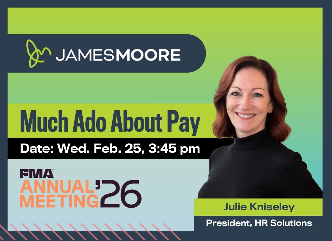 Julie Kniseley on a green background with "Much Ado About Pay" and presentation info