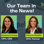James Moore graphic highlighting team members Suzanne Forbes, CPA, CEO, and Justyna Mueller, CPA, Partner.