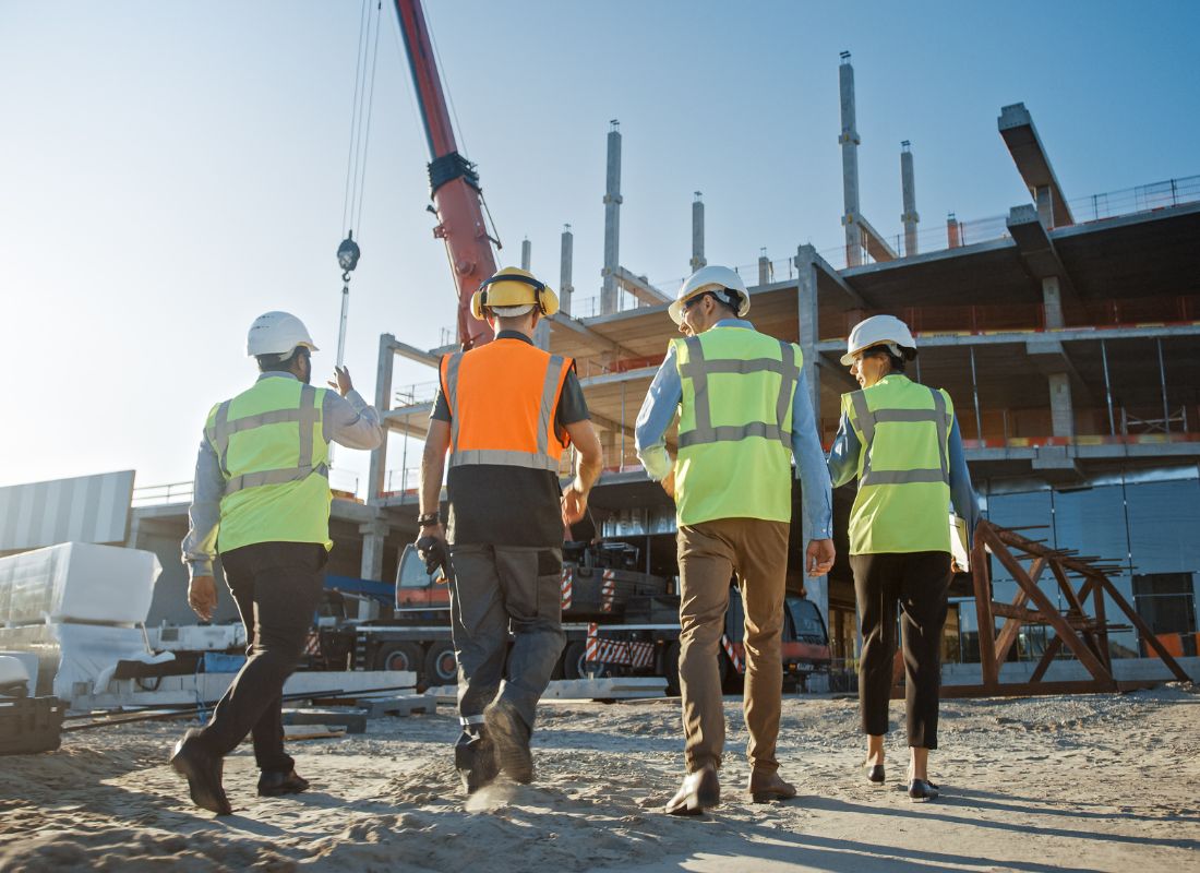 Construction Project Management Team at Job Site