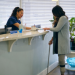 Patient making a payment at doctor's office