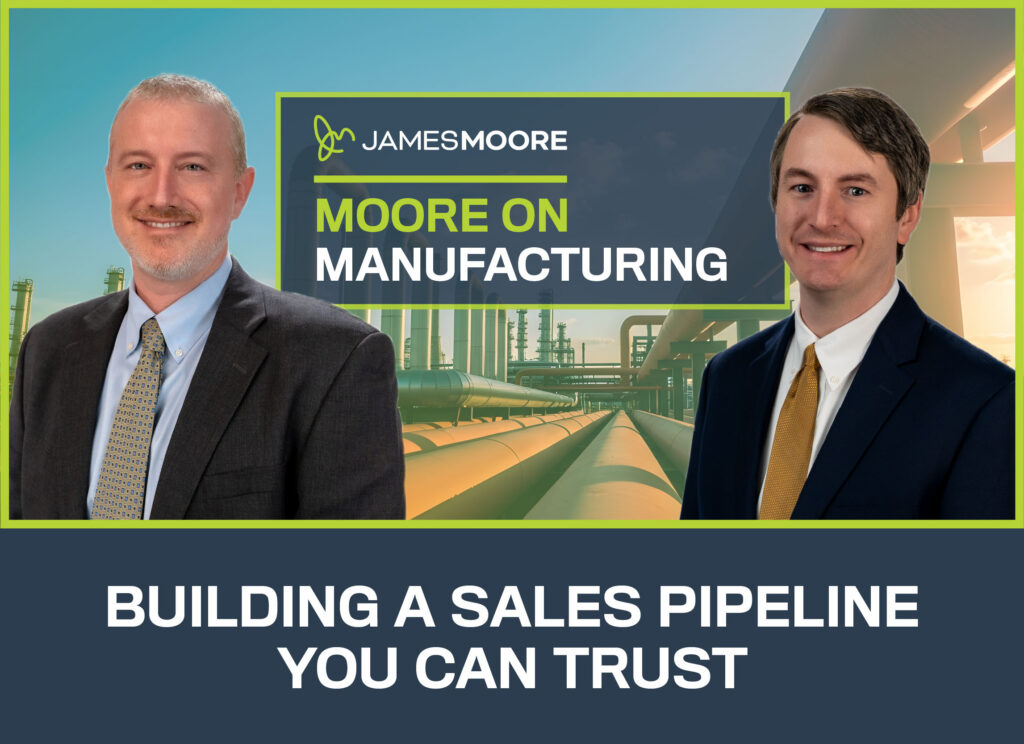 Moore on Manufacturing podcast thumbnail with headshots of Mike Sibley and Kevin Golden.