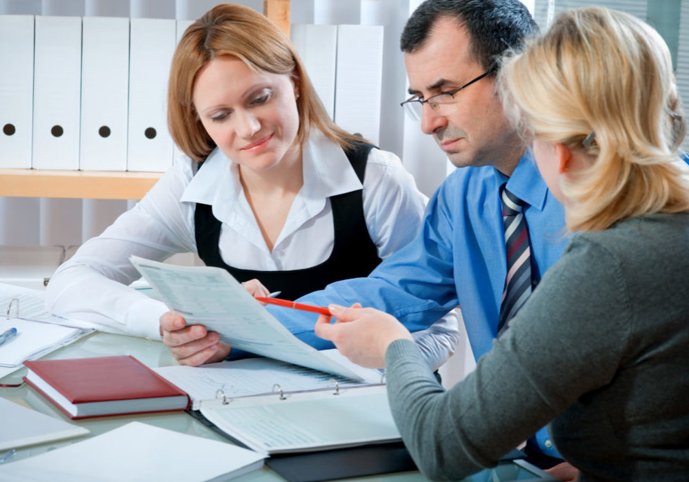 Business team at a meeting Business colleagues working together in office